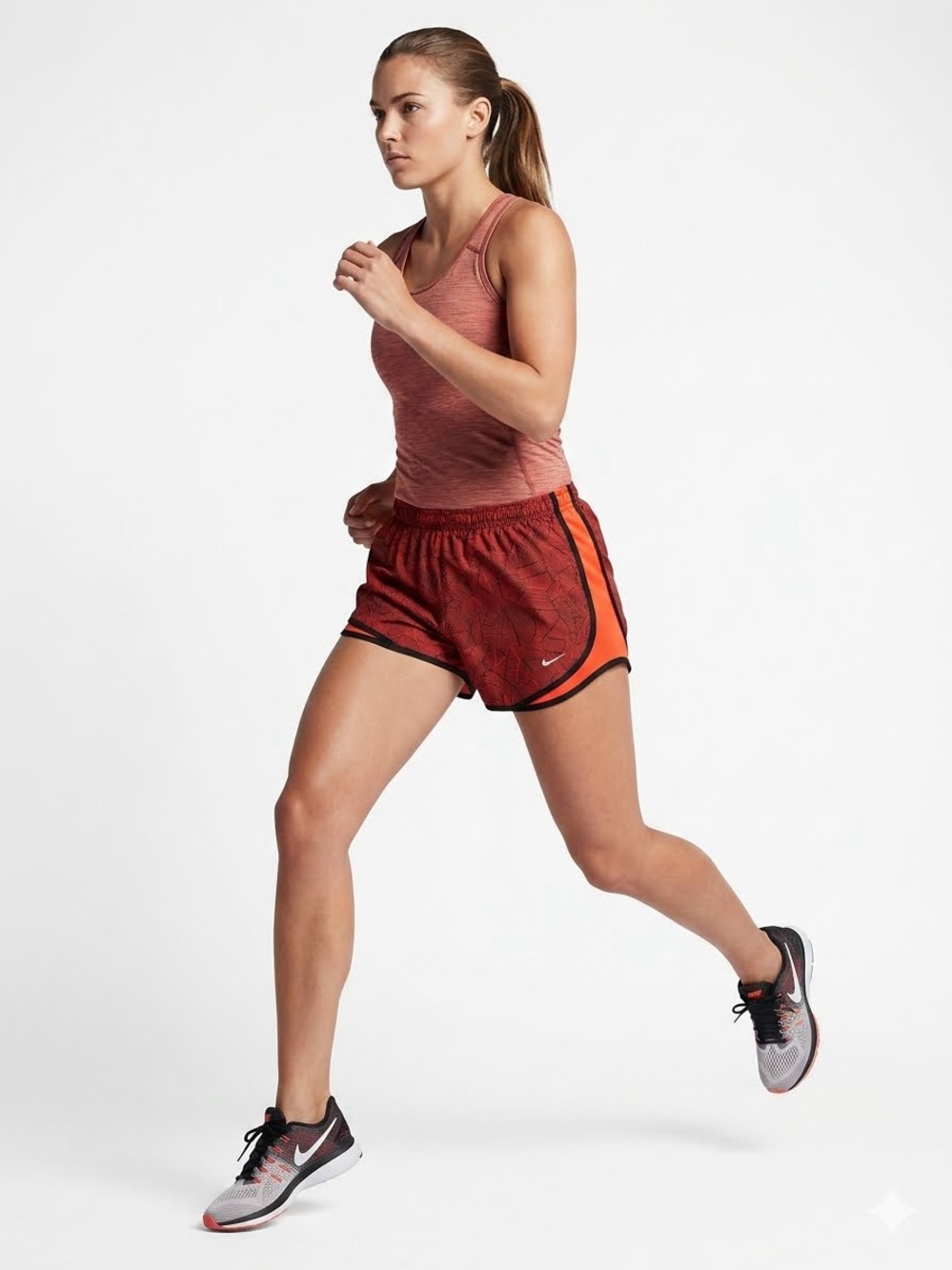 Nike Women's Red with Orange Trim Athletic Shorts Size XS